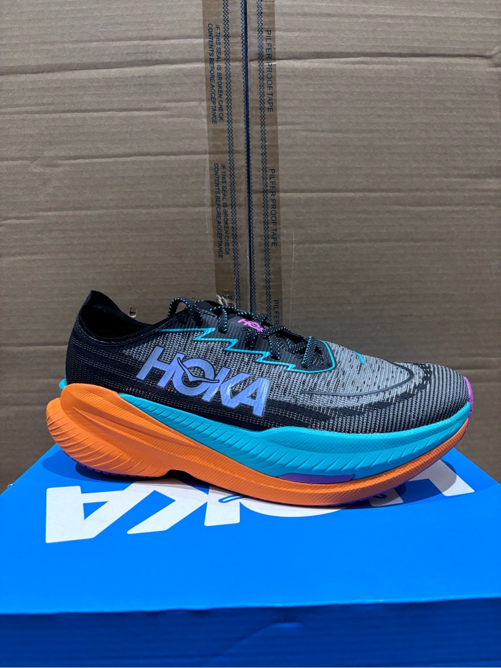 Hoka Men's Road Running Shoe - Black, Teal & Orange